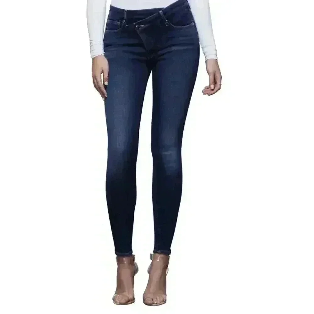 Good American‎ Good Legs Crossover High Waist Ankle Skinny Jeans